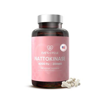 Eve's Cycle Nattokinase 4000 FU bottle, highlighting its high potency for premium cardiovascular health support.