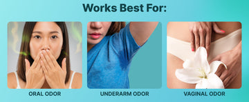 Eve's Cycle Body Deodorizing Supplement shown with garlic and spices, a natural solution for neutralizing body odor caused by food and diet.