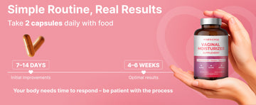 Eve's Cycle supplement bottle with a delicate flower, representing a gentle, natural alternative to vaginal estrogen cream for women's health.