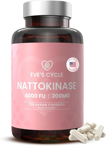 Clean, stearate-free Eve's Cycle Nattokinase vegan capsules in a white bowl, highlighting the ultra-pure, no-filler formula.